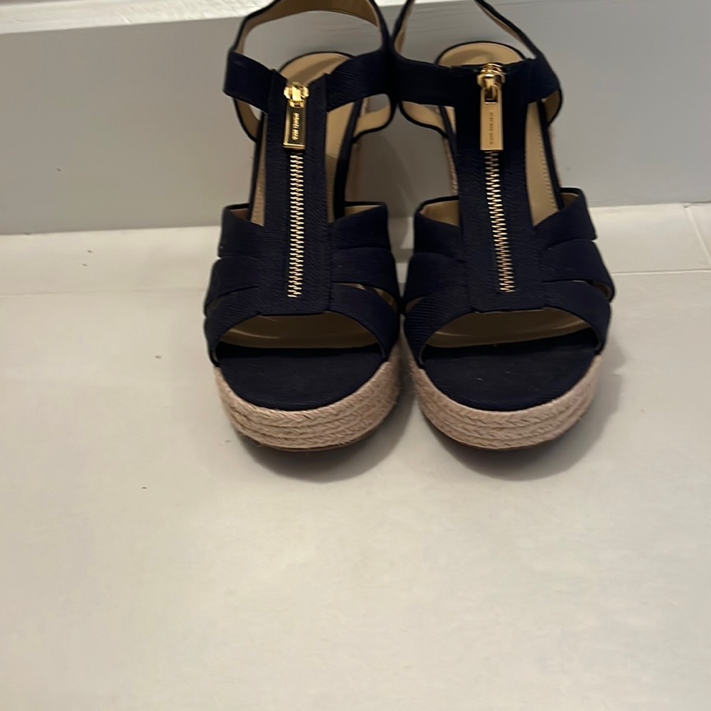 Michael Kors Navy wedge sandals never worn